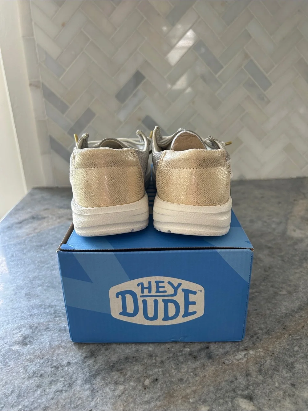 Hey Dude Kids Metallic Champagne Slip-On Sneakers
